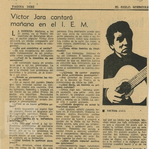 Víctor Jara cantar mañana en el IEM | El Siglo