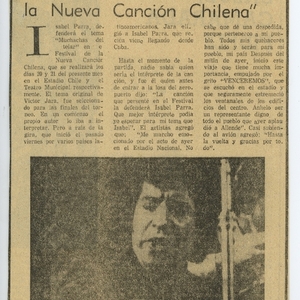 Isabel Parra defender mi canción en el Festival de | El Siglo