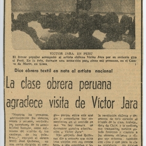 La clase obrera peruana agradece visita de Víctor Jara | El Siglo