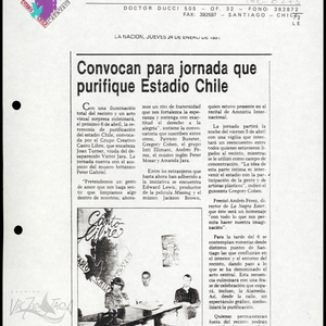 Convocan para jornada que purifique Estadio Chile