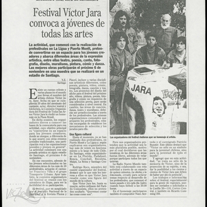 Festival Victor Jara, convoca a jóvenes de todas las artes
