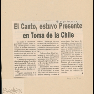 El canto, estuvo presente en toma de la Chile