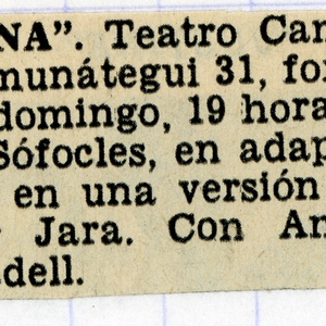 Antígona Aviso funciones | Telecrán