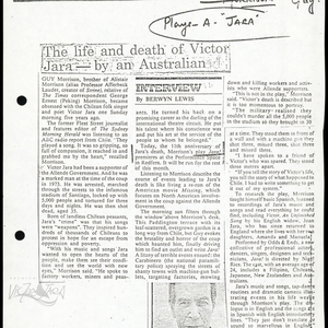 “The life and death of Victor Jara by an Australian” by Berwyn Lewis